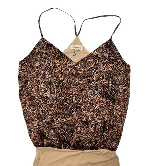 NWT L’AGENCE Women's XS Mariela Racer Bodysuit Animal Print - Picture 6 of 14